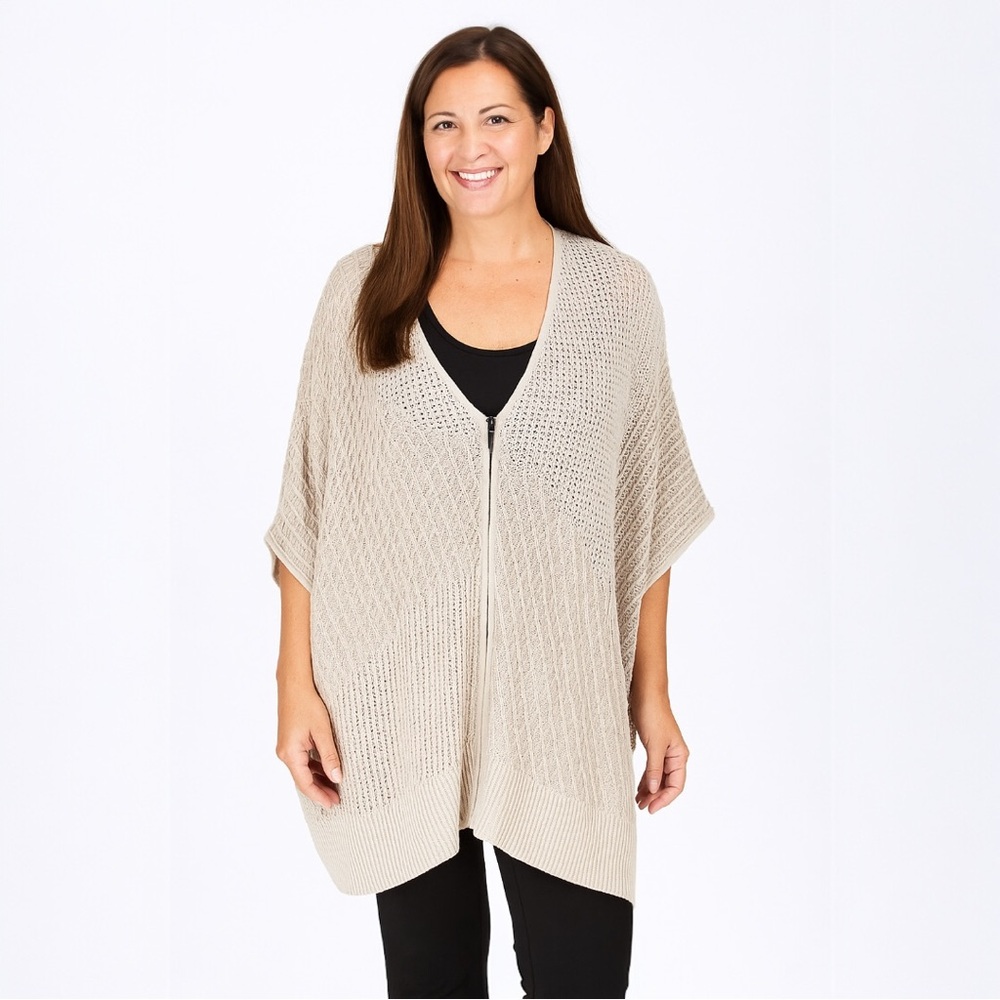 MarlaWynne Zip Front Cotton Sweater Poncho | NWT | Size M